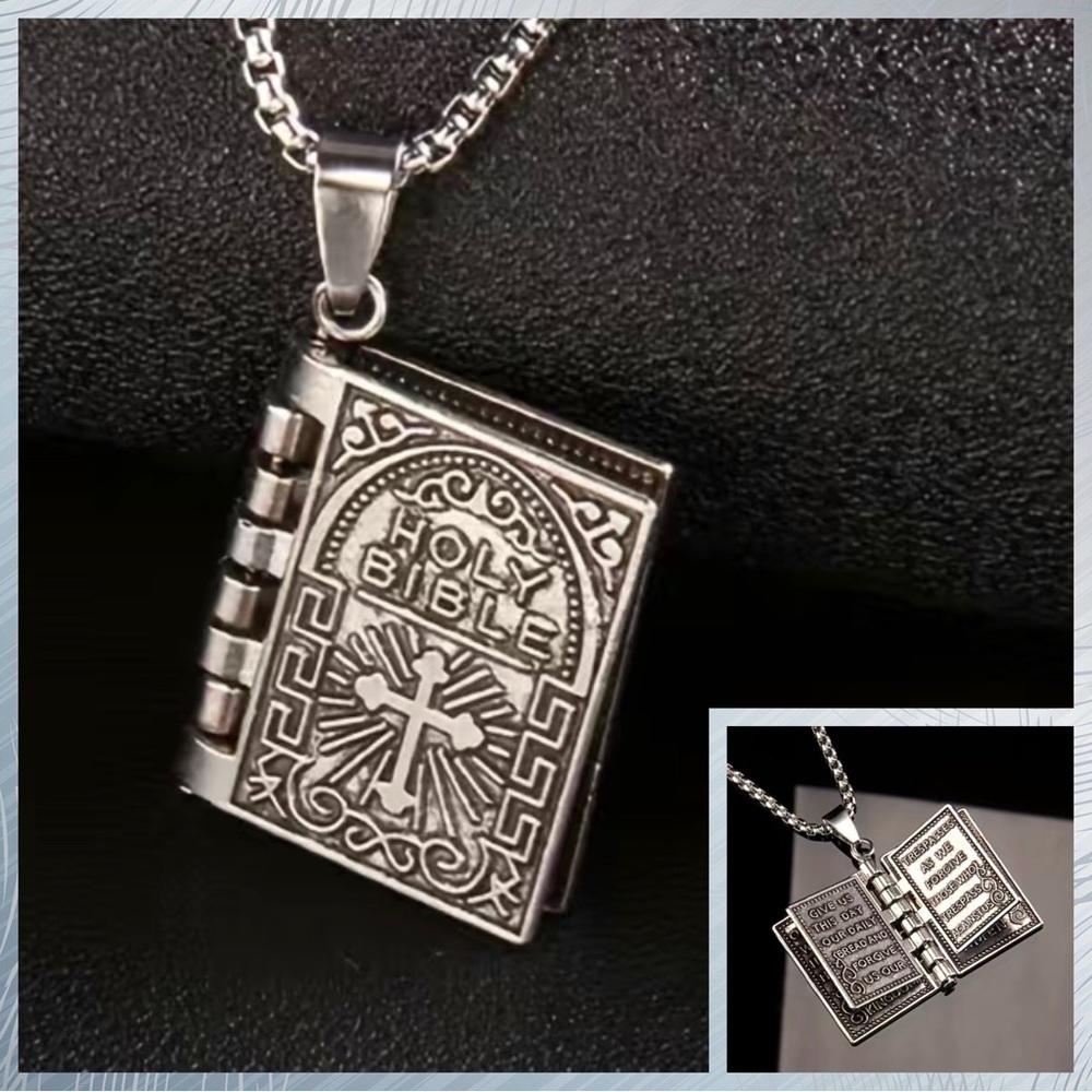 Holy Bible with The Lord's Prayer Necklace / Pendant #858